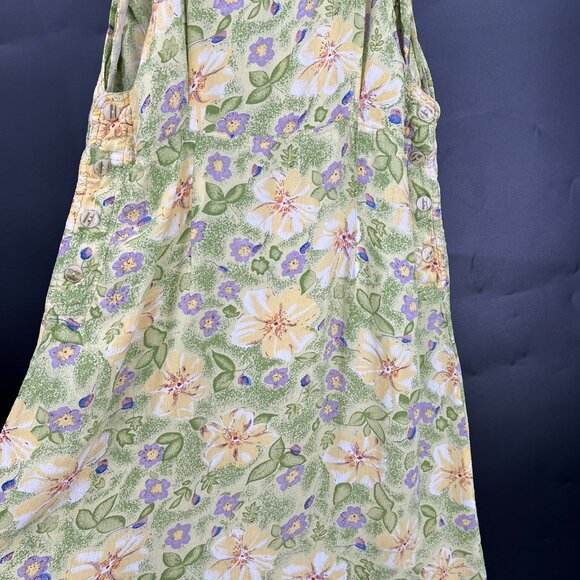 Vintage 90s Zachi watercolor floral girlhoodcore midi apron dress cottagecore M - Picture 5 of 12